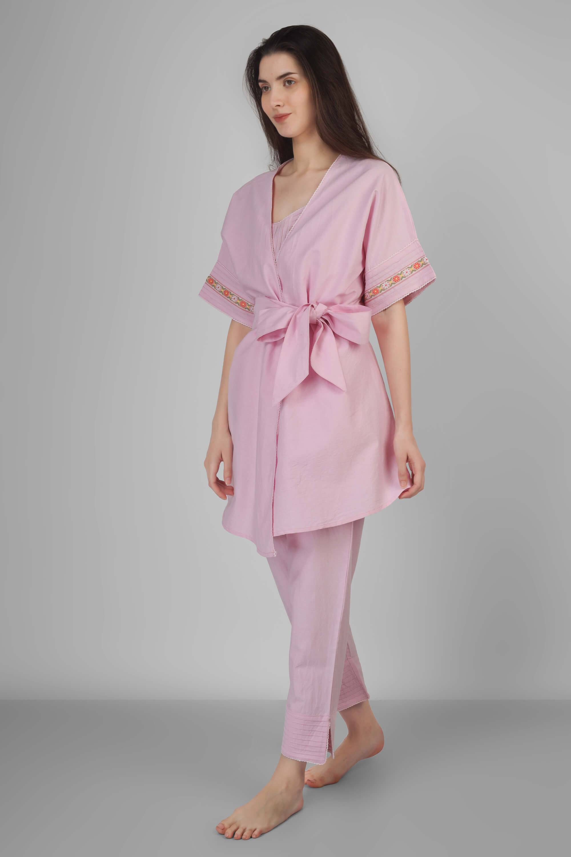 Buy Purple Cambric Cotton Kurta with Hand Block Printed Jacket and Pajama -  Set of 3 | PBPLMBMKP356/PBP3 | The loom